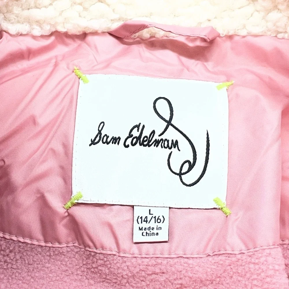 Sam Edelman Jacket Pink Sherpa Star Puffer Youth L 14/16 NWT